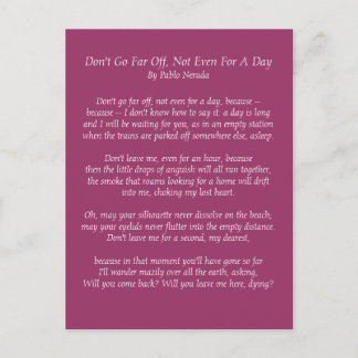 Pablo Neruda Postcard Postkarte