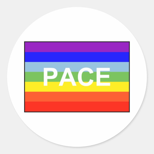PACE Peace Flag Rainbow Runder Aufkleber (Vorderseite)