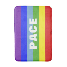 Pace – Peace – Frieden – Rainbow Color Regenbogen Badematte