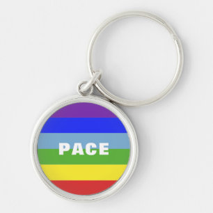 Pace - Peace - Frieden - Rainbow Color Regenbogen Schlüsselanhänger