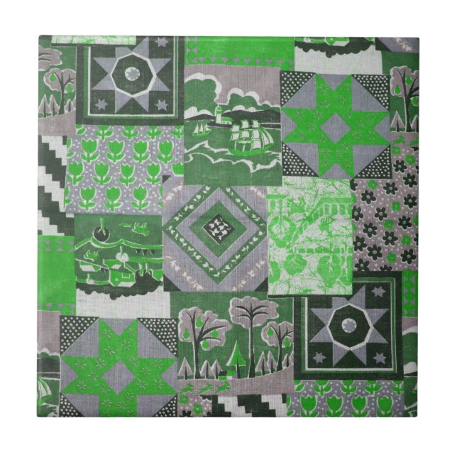 Pachwork Quilt Keramik Tile Fliese (Vorderseite)
