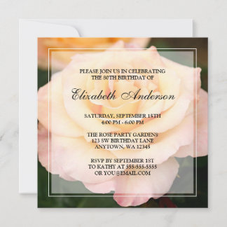 Pachy Pink Rose Blume 80. Geburtstagsparty Einladung