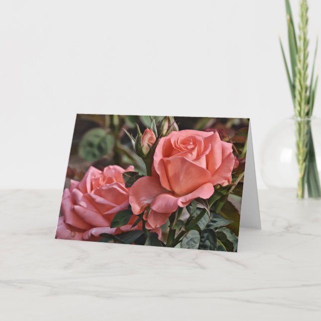Pachy Pink Roses Note Card Karte (Vorderseite)