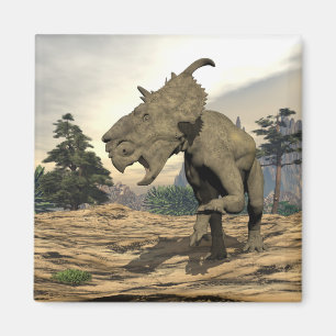 Pachyrhinosaurus-Dinosaurier-Rotation - 3D-Renderi Magnet