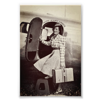 Pacific Alaska Airlines Stewardess Air Hostess Fotodruck