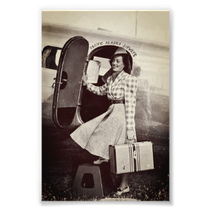 Pacific Alaska Airlines Stewardess Flugbegleiterin Fotodruck