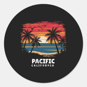Pacific Beach Kalifornien Surfer Palme Souvenir Runder Aufkleber