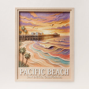 Pacific Beach San Diego 3D Texturierte Surfing Rei Puzzle