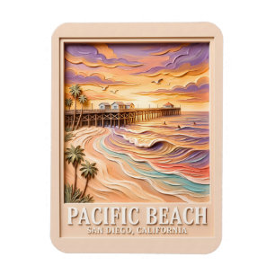 Pacific Beach San Diego 3D Texturiertes Surfen Rei Magnet