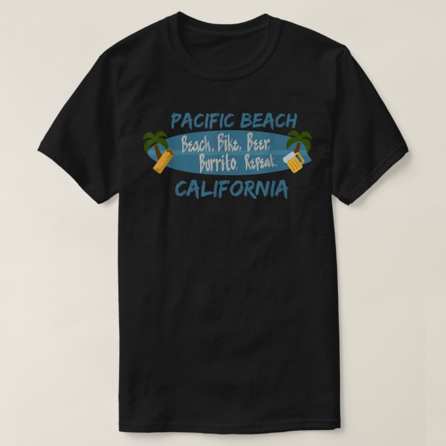 Pacific Beach San Diego California Surf 92109 PB T-Shirt (Design vorne)