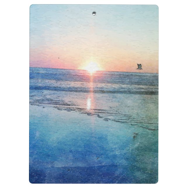 Pacific Beach Sunset Watercolor Klemmbrett (Rückseite)