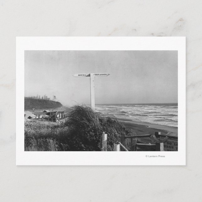 Pacific Beach, WA - Meilen zur China signieren Postkarte (Vorderseite)