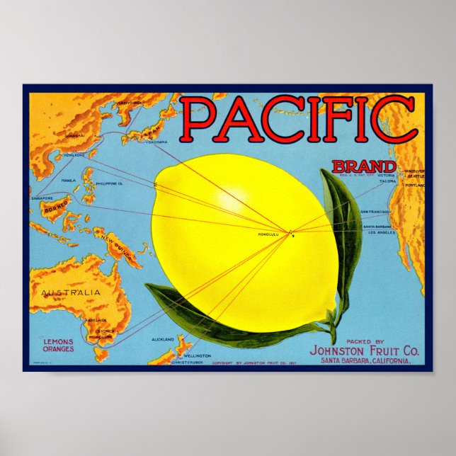Pacific Brand Packed by Johnston Fruit Co 1917 Poster (Vorne)