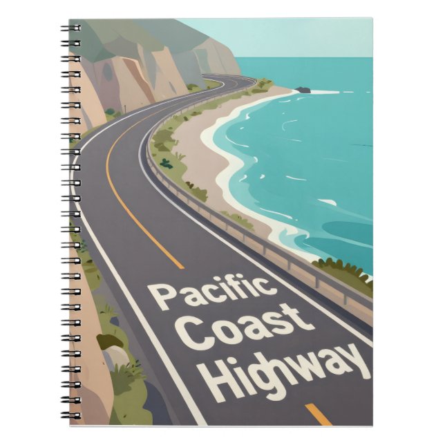 Pacific Coast Highway Grafik-Reise-Kunst Notizblock (Vorderseite)