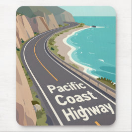 Pacific Coast Highway Graphic Travel Art Mousepad