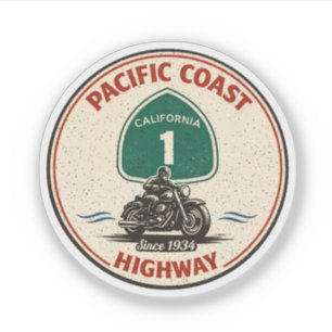 Pacific Coast Highway Motorrad Kalifornien Route  Aufkleber