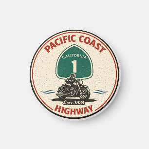 Pacific Coast Highway Motorrad Kalifornien Route Magnet