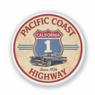 Pacific Coast Highway Motorradroute Kalifornien  Aufkleber