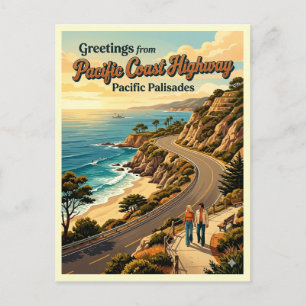 Pacific Coast Highway Pacific Palisades Retro Stil Postkarte