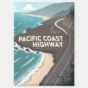Pacific Coast Highway Retro Reise Kunst Magnet