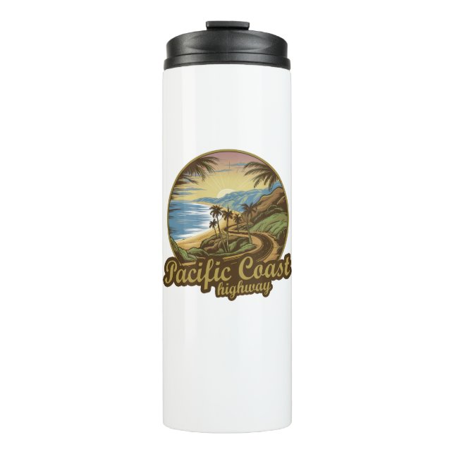 Pacific Coast Highway Retro Thermosbecher (Vorderseite)
