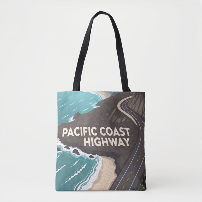 Pacific Coast Highway Retro Travel Art (Vorderseite)