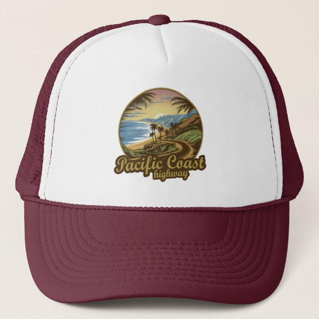 Pacific Coast Highway Retro Truckerkappe (Vorderseite)