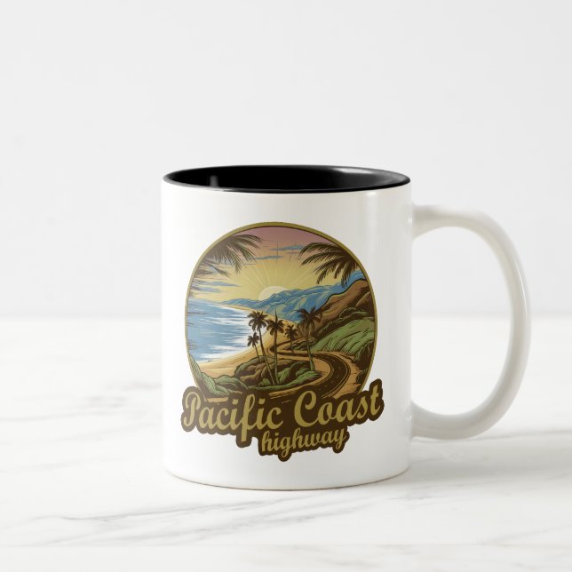 Pacific Coast Highway Retro Zweifarbige Tasse (Rechts)