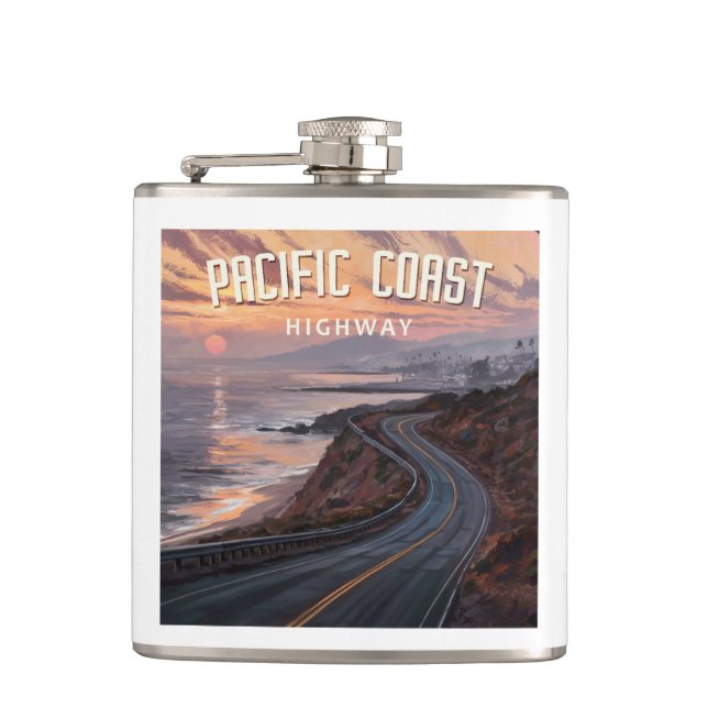 Pacific Coast Highway Sunset Flachmann (Vorderseite)