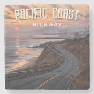 Pacific Coast Highway Sunset Steinuntersetzer