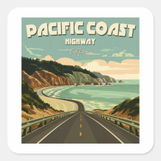 Pacific Coast Highway Vista Quadratischer Aufkleber