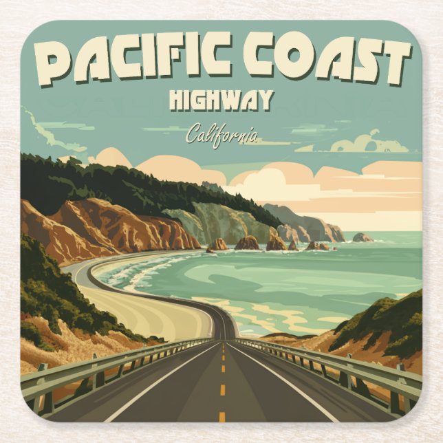Pacific Coast Highway Vista Rechteckiger Pappuntersetzer (Vorderseite)