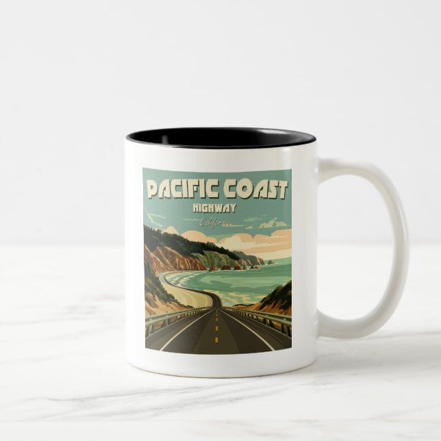 Pacific Coast Highway Vista Zweifarbige Tasse (Rechts)