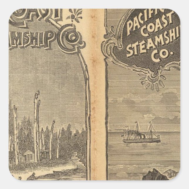 Pacific Coast Steamship Company 2 Quadratischer Aufkleber (Vorderseite)