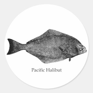 Pacific Halibut Logo Runder Aufkleber