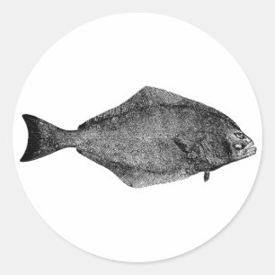 Pacific Halibut Logo Runder Aufkleber
