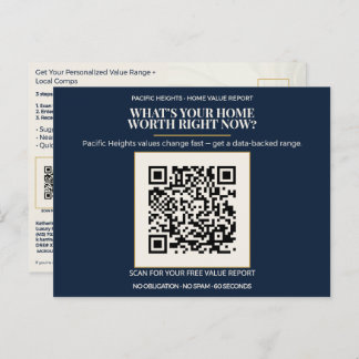 Pacific Heights Luxury Home Value QR Code Realtor  Postkarte