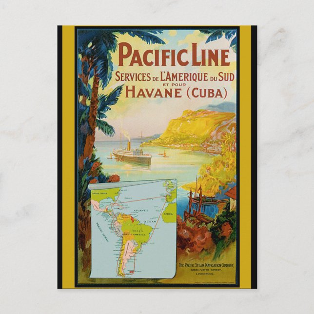 Pacific Line Vintage Travel Postkarte (Vorderseite)