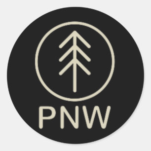 Pacific Northwest Pnw Baum Icon Wandern T-Shirt Po Runder Aufkleber