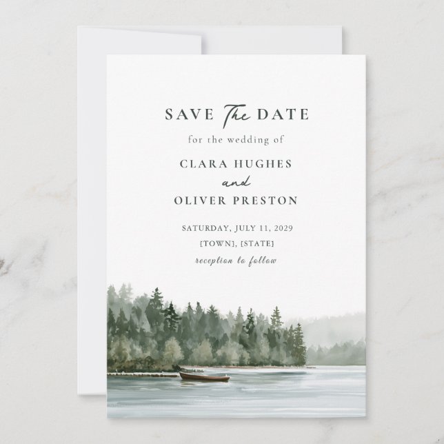 Pacific Northwest See-Evergreen-Hochzeit  Save The Date (Vorderseite)