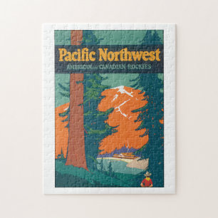 Pacific Northwest Vintage Reiseposter-Kunstwerk Puzzle