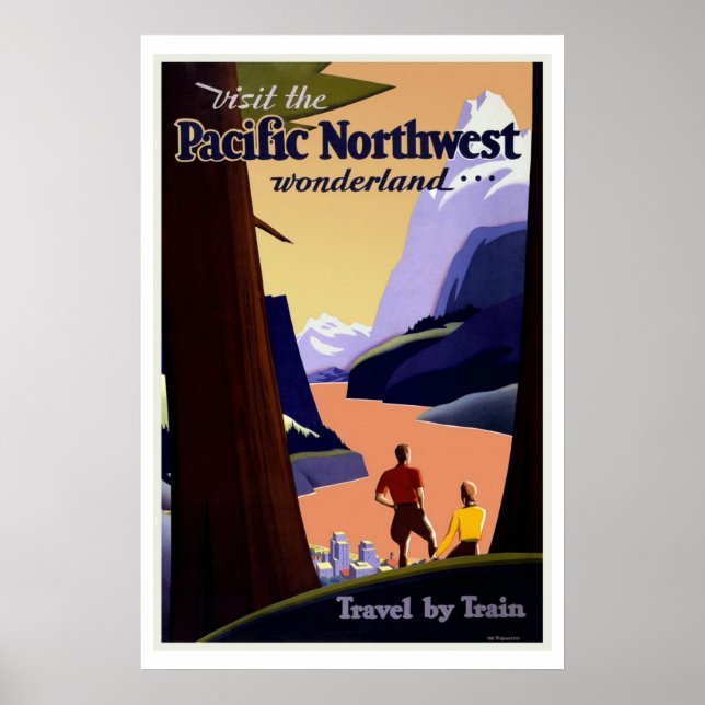Pacific Northwest Wonderland US Vintage Travel Poster (Vorne)