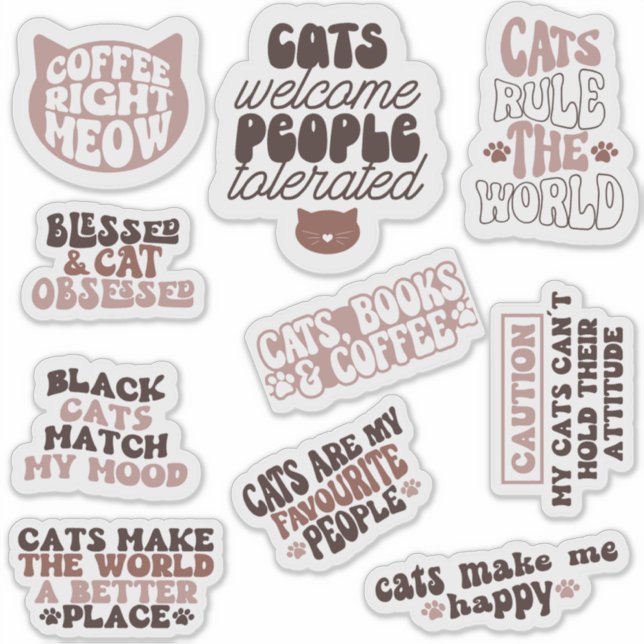 Pack Cat niedlich groovy motivierend Zitat lustig Aufkleber (Vorderseite)