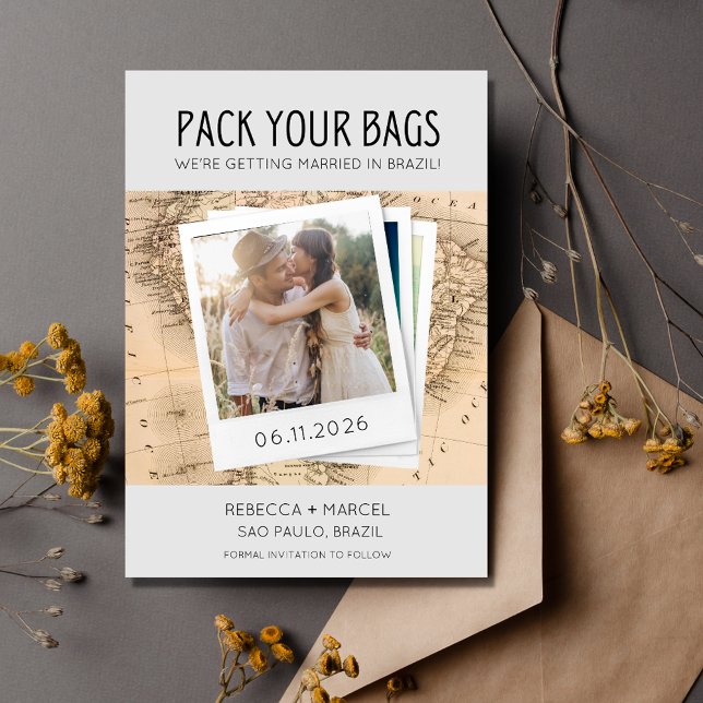 Pack Deine Bags Brasilien Foto-Hochzeit in Urlaubs Save The Date (Von Creator hochgeladen)