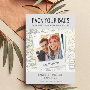 Pack Deine Bags Italien Hochzeit in Urlaubsort Save The Date