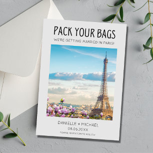Pack Deine Bags Paris-Hochzeit in Urlaubsort Save The Date