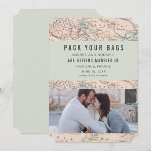 Pack Deine Koffer Europa Karte Ziel Hochzeit