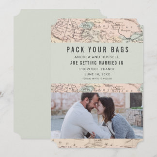 Pack Deine Koffer Europa Karte Ziel Hochzeit
