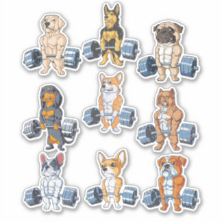 Pack Dog Gym Lover - Funny Gym Lover Pack 6 Aufkleber
