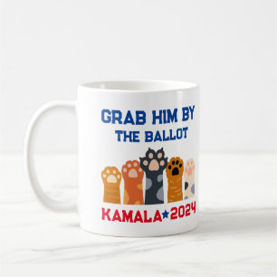 Pack ihn bei der Wahlurne Katze Lady Kamala Harris Kaffeetasse
